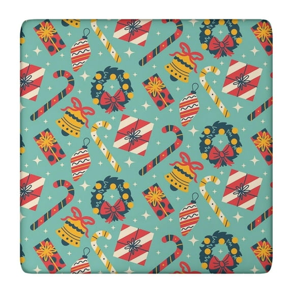 Christmas Dinner Tablecloth 36x36 Square, Stretchable Spandex Fabric That Stays Flat Throughout Holiday Meals