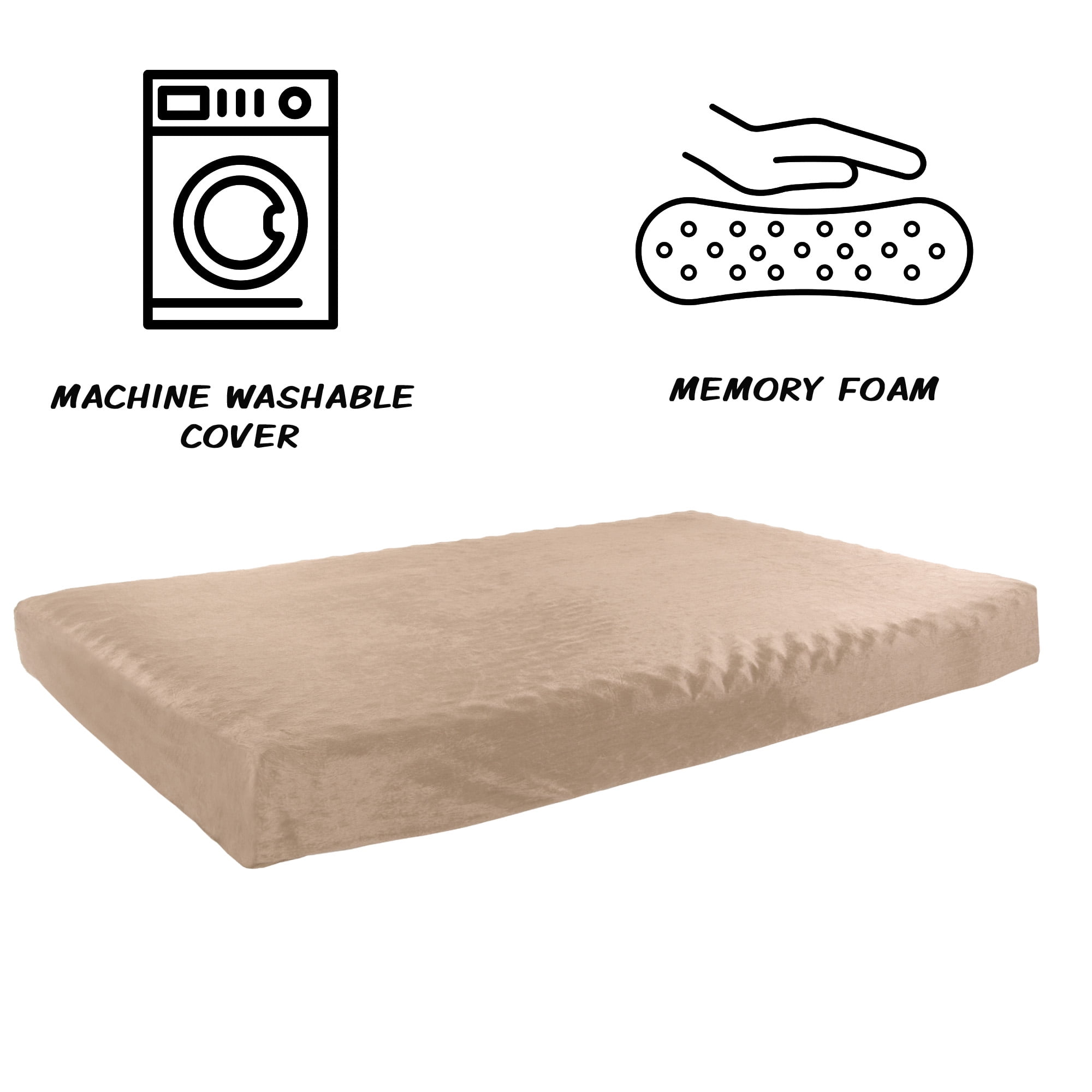 PETMAKER 2-Layer Orthopedic Dog Bed with Machine Washable Sherpa Cover, Tan
