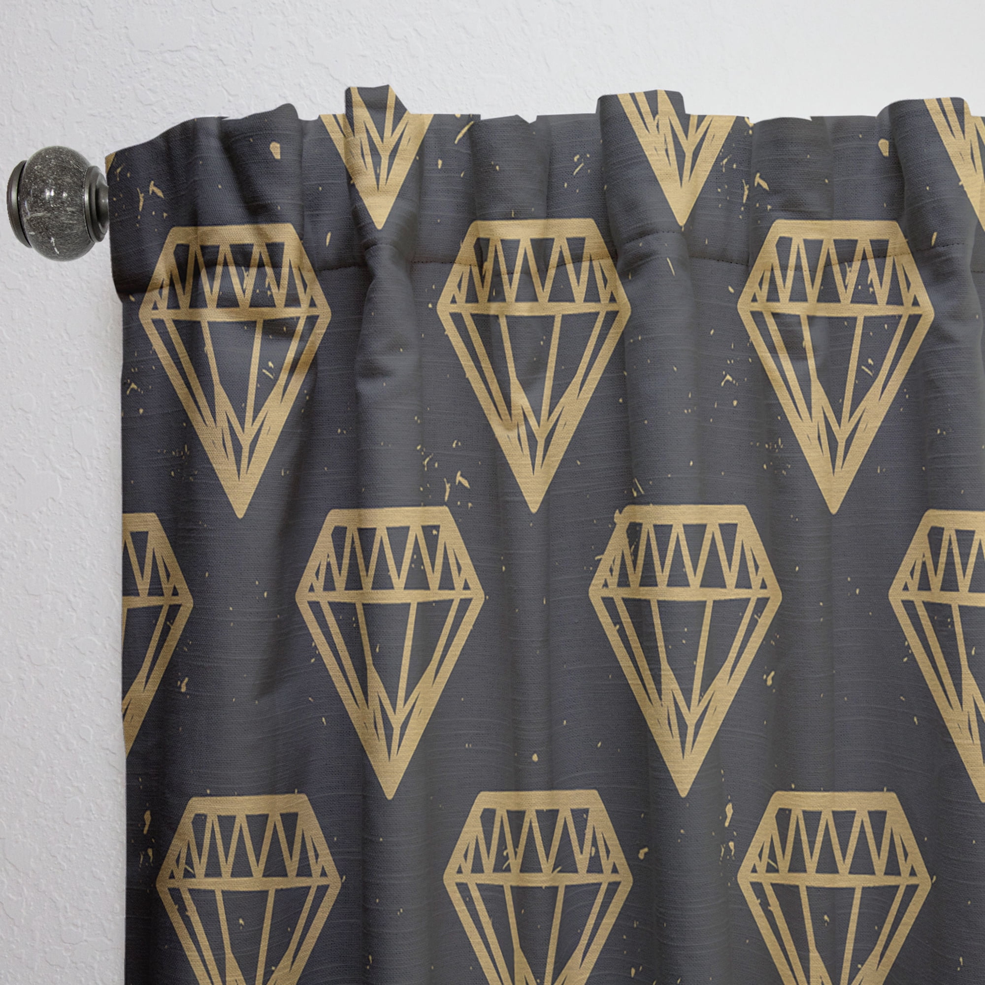 Designart 'Traditional Golden Diamonds' Mid-Century Modern Curtain Panel