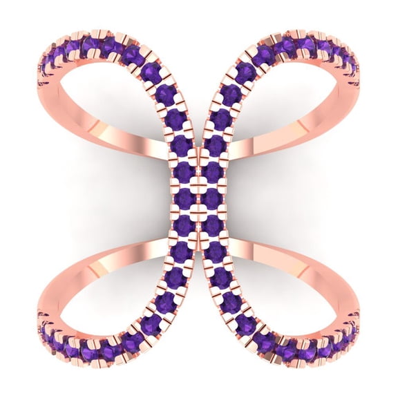 Statement Engagement Ring for Women - 0.5ct Natural Amethyst in 14K Rose Gold Promise Ring