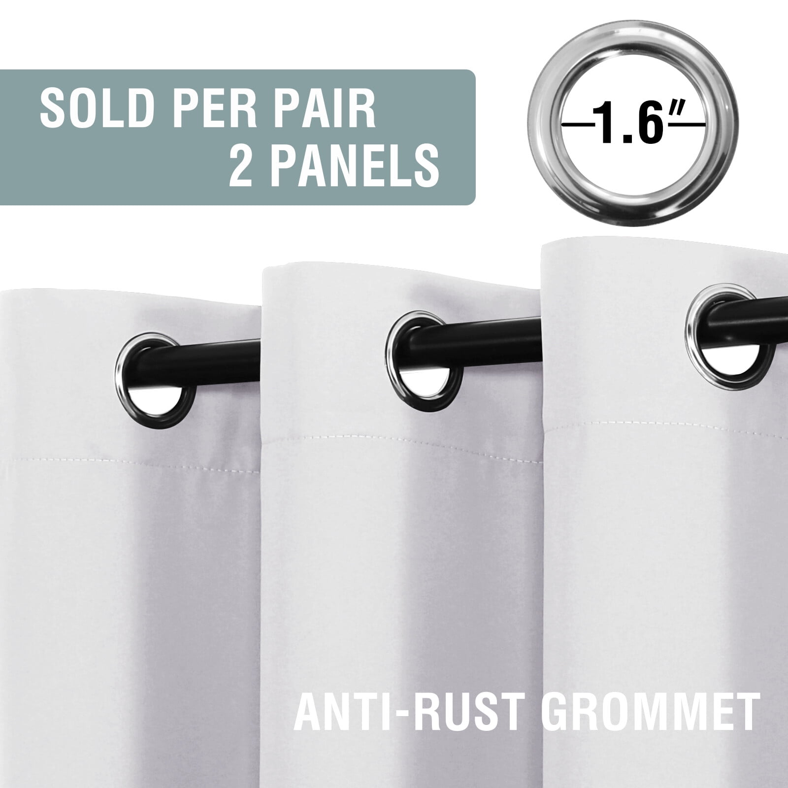H.VERSAILTEX White 100% Blackout Lined Curtains 63 Inch Long, Noise Reducing Heat Blacking Curtain Panels for Nursery/Kid's Room 2 Panels Set, 42" x 63"