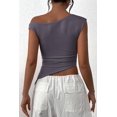 thumbnail image 2 of AIR-Womens 2025 Summer Off The Shoulder Crop Tops Sleeveless One Shoulder Ruched Asymmetrical Y2K Going Out Tank Top, 2 of 4