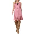 thumbnail image 2 of INSPIRE CHIC Fringe Vest for Women Faux Suede Sleeveless Cowgirl V Neck Button Down Western Long Cardigan Jacket S Pink, 2 of 6