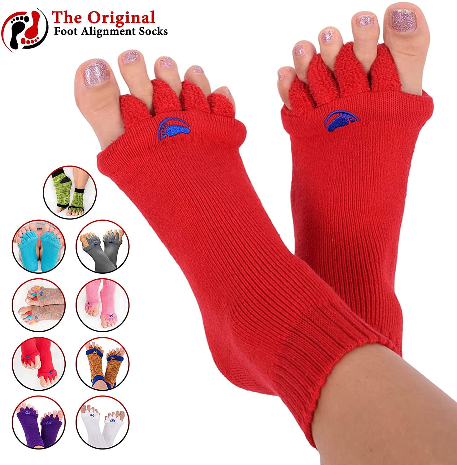 Original Foot Alignment Socks Red Medium Womens 7-9/Mens 5-8 Happy Feet Medium
