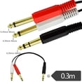 thumbnail image 2 of FOR 6.35mm TRS Stereo Male to Dual 1/4 TS Mono Male Insert Splitter Audio Converter Cable 30cm, 2 of 2