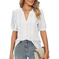 thumbnail image 1 of Womens Summer Tops, V Neck Ruffle Sleeve Blouses, Short Sleeve Casual Tops T-shirts, 1 of 4