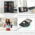 thumbnail image 4 of Feishell Durable 2- In-1 Magnetic Detachable Wallet Case for Google Pixel 9 / 9 Pro,for Women Men,Premium PU Leather Zipper Pocket Flip Multi Card Slots Purse Phone Case with Wrist Strap,Black, 4 of 7