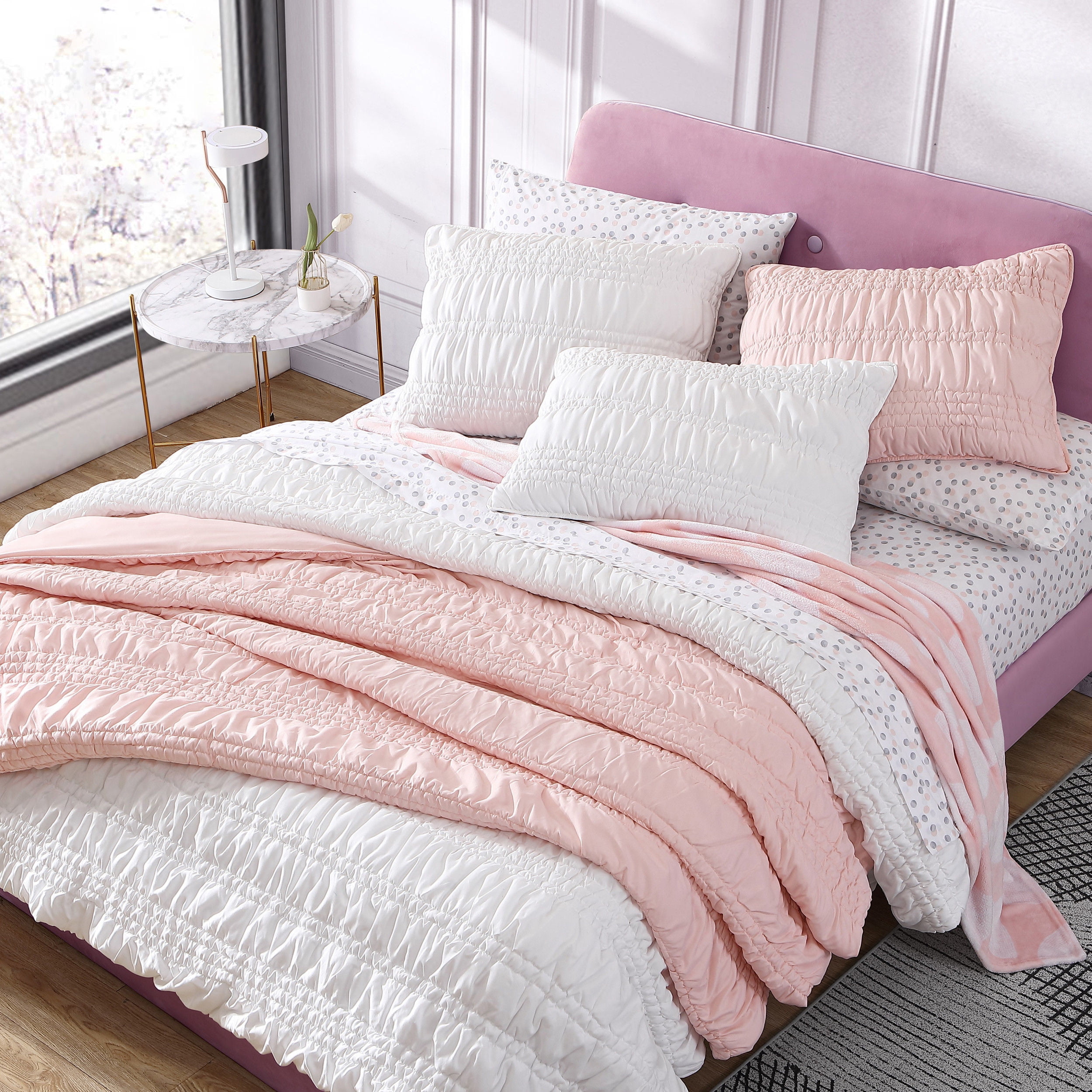 Betsey Johnson Boudoir Solid White King Quilt Set