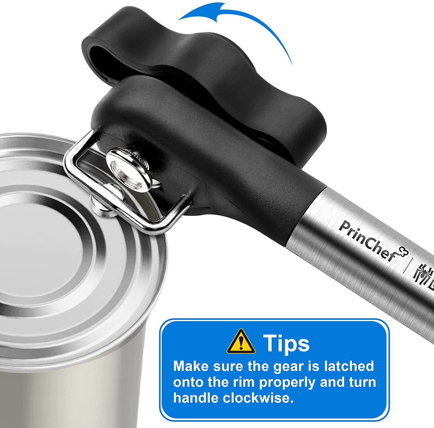 Left Handed Can Opener Manual Stainless Steel Smooth Edge for Top Cut Safety  Gap