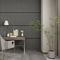 thumbnail image 2 of Dundee Deco Acoustic Panels, Wooden Slats for Decor and Noise Reduction - 3D Wall Panels or Ceiling Panels - Rhino Grey - Set of 2, Covers 7.8 sq ft, 2 of 7