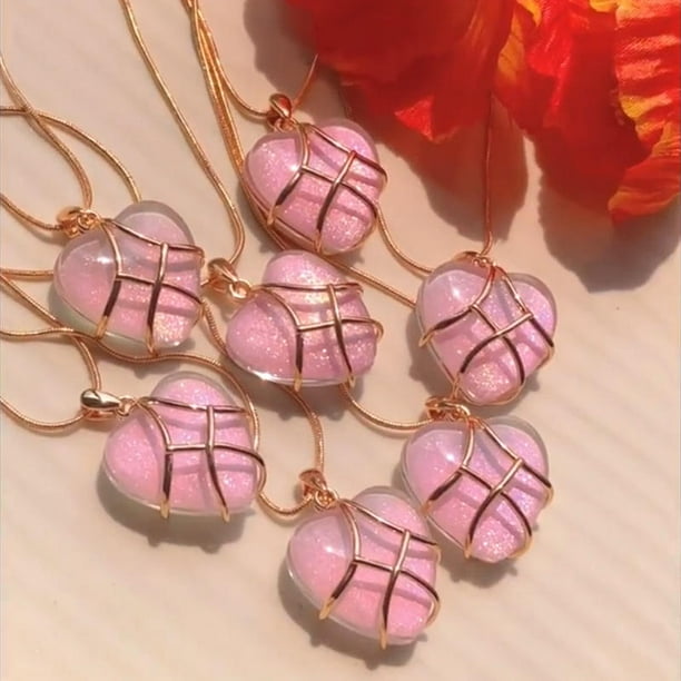 Pink blue necklace sale