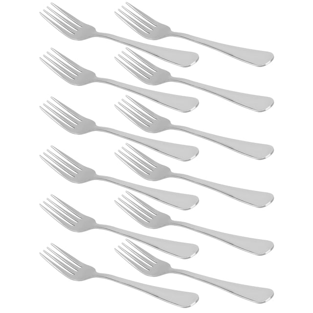 Tenedor de acero inoxidable Unique Bargains 19 cm tono plateado 12 Piezas