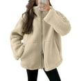 thumbnail image 2 of Fashion Winter Warm Fleece Jackets for Womens Plus Size Solid Color Faux Coats Long Sleeve Lapel Pockets Fleece Jacket Casual Trendy Outerwear, 2 of 8