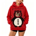 thumbnail image 2 of Puyaiuu Women Christmas Snowman Pattern Fuzzy Sherpa Hooded Sweatshirt With Pet Holding Hole Long Sleeve Warm Plush Pullover Top For Winter Holiday Party Gift, 2 of 5