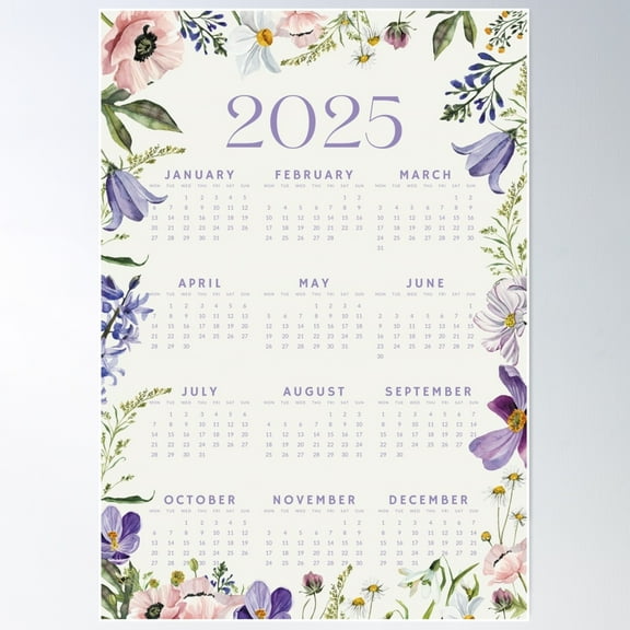 2025 Calendar Poster Wall Art, Modern Wall Decor For Living Room Bedroom, 8x12 UNFRAMED