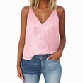 thumbnail image 4 of mgoYE Womens Tank Tops Casual Fashion V Neck Strappy Sequin Sparkle Shimmer Camisole Sleeveless Tanks Tops(Pink,2XL), 4 of 7