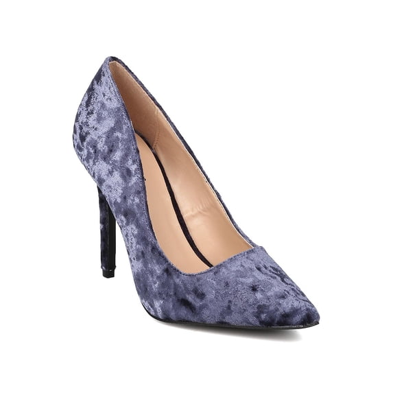 New Women Qupid Milia-01 Velvet Pointy Toe Stiletto Pump