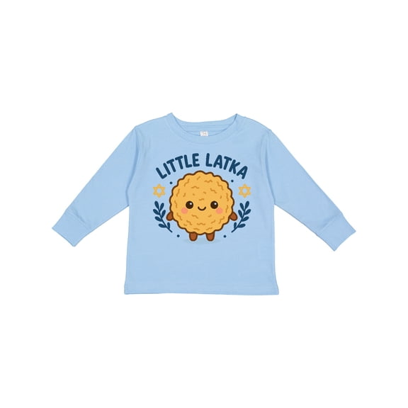 Inktastic Little Latka Cute Hanukkah Design Boys or Girls Long Sleeve Toddler T-Shirt