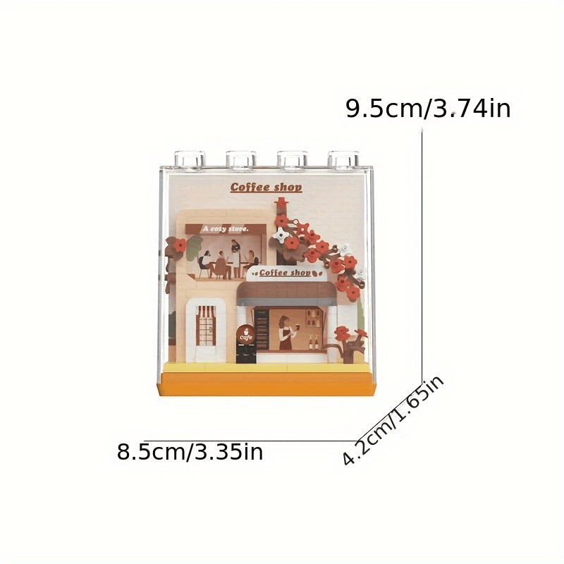 1355pcs Small Street Scene Building Blocks, Modular House Model Building Kits with Transparent Cover, Building Sets for Adults & Teens, Desk & Bookcase Decor