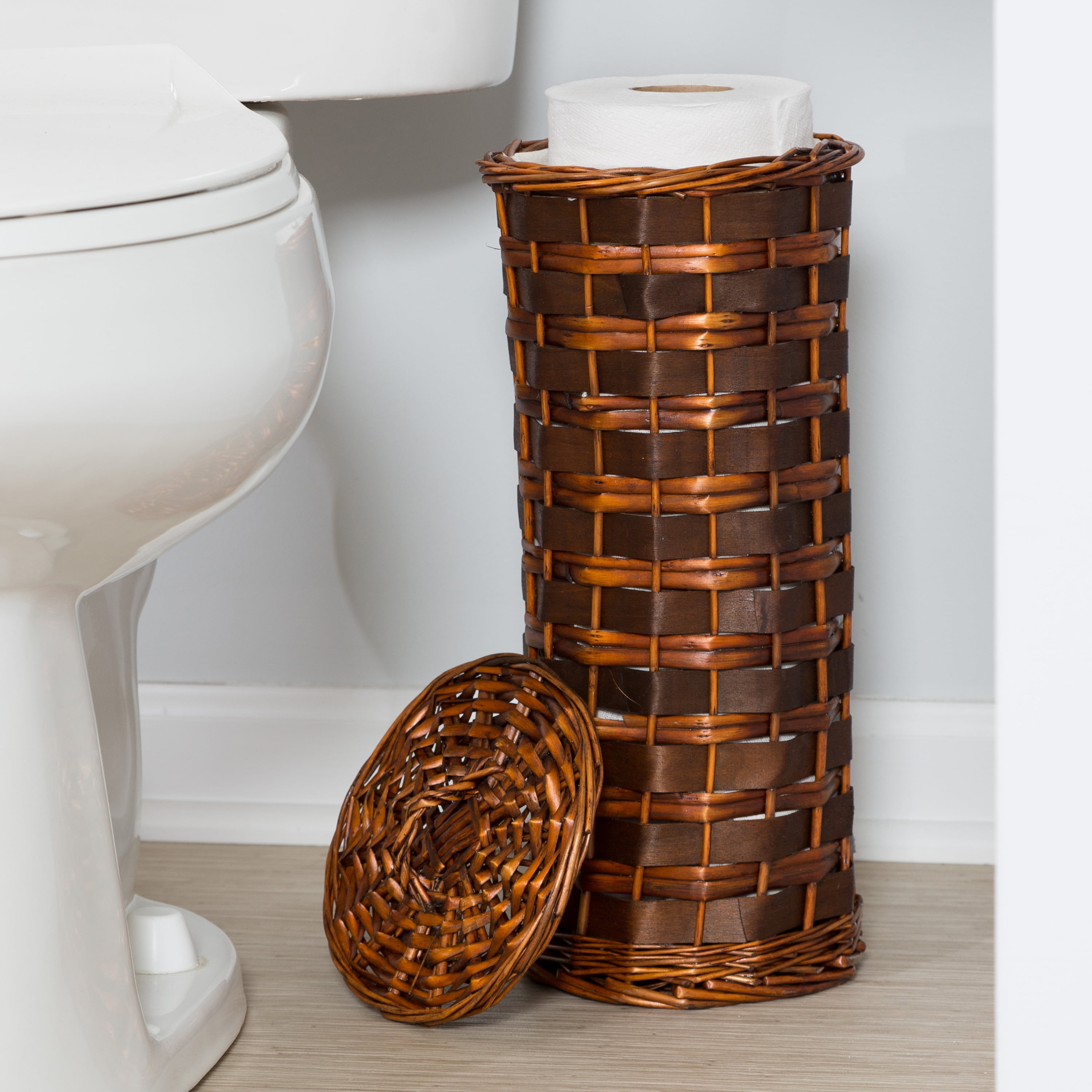 Honey-Can-Do 7-Piece Split Willow Woven Bathroom Storage Basket Set
