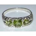 thumbnail image 5 of LBG British Made VINTAGE style Solid 10K White Gold Natural Peridot Trilogy Ring, 5 of 6