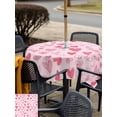 thumbnail image 4 of Outdoor Tablecloth with Umbrella Hole and Zipper, Valentines Day Square Table Cloth 60x60 Inch Waterproof Tablecloth, Pink Love Heart Picnic Table Cover for Patio Camping, 4 of 7