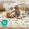 thumbnail image 4 of ODIKA 8'x10' Washable Area Rug Non-Shedding, Easy Care, Vine Whimsical Scattered Polka Dot Motifs Pink Vintage Rosebud Playful for King Size Bedroom Under Bed, Master Suite, 4 of 7