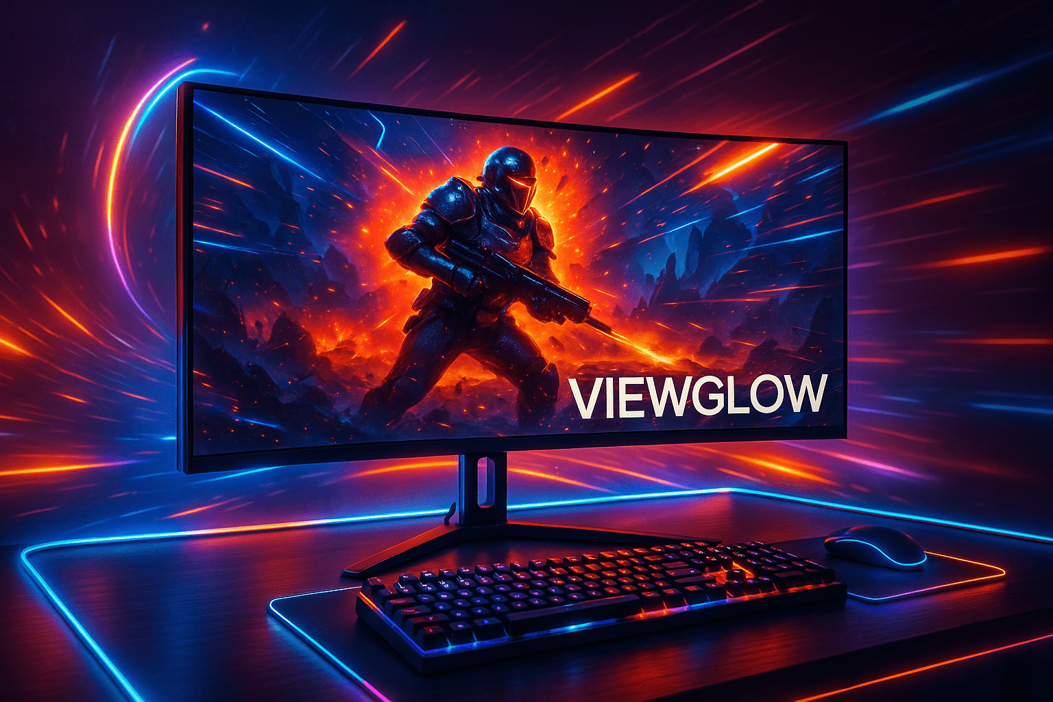 ViewGlow 34" Gaming Monitor, 3440x1440 LED, 1ms Response Time, 100Hz Refresh Rate, Computer Monitor Flat
