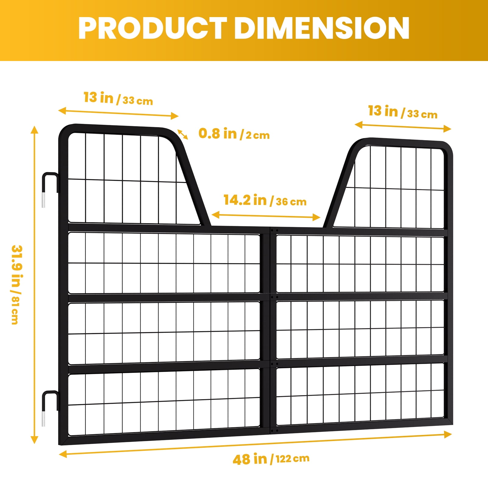 Horse Stall Gate Guard,1" Thick Steel Frame Horse Barn Door Guard,48" L X 32" H Horse Stall Gates,Easy Install Horse Stall,Fits Standard Barn Doorways