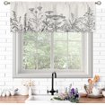 thumbnail image 2 of Rustic Floral Black White Valances Kitchen Curtains Watercolor Flower Wildflower Window Drapes Plant Botanical Leaves Bedroom Bathroom Living Room Treatment Tier Fabric 1 Panel 52Wx18H Inch, 2 of 6