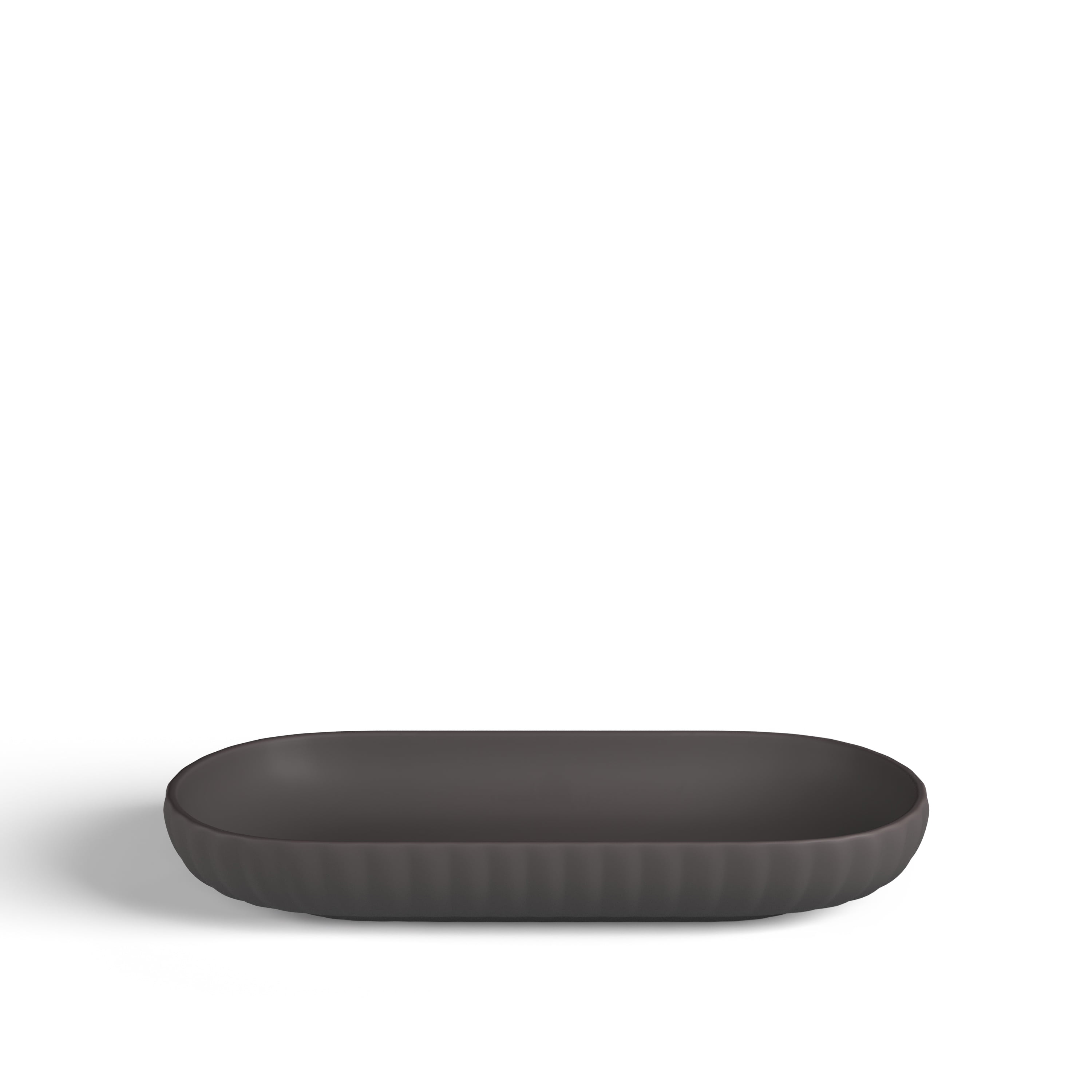 Beautiful Fluted Stoneware Bath Accessories 3-Piece Set by Drew Barrymore, Charcoal Gray