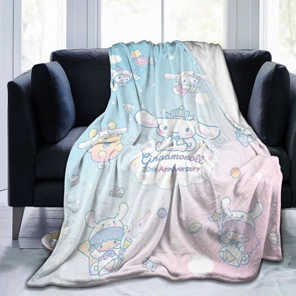 Ultra-Soft Micro Fleece Blanket Sanrio Cinnamoroll Blanket Throw Fluffy Fleece Quilt Four Seasons Lightweight For Couch Sofa Travel Camping Office 60"X50"