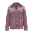 thumbnail image 4 of ClodeEU Women's Gold Velvet Long-Sleeved Shirt,Lapel Cardigan Solid Color Blouse Pink,Womens Plus XL, 4 of 6