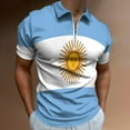 thumbnail image 2 of Argentina Flag Men Zipper T-shirt Summer Casual Short Sleeve T-shirt Top, 2 of 7