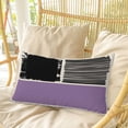 thumbnail image 4 of Purple Black Pillow Covers, Linen Long Throw Pillow Case, Farmhouse Striped Modern Abstract Art Holiday Pillow Protector Decorative Cushion Cover for Living Room/Bedroom 12" x 20", 4 of 8