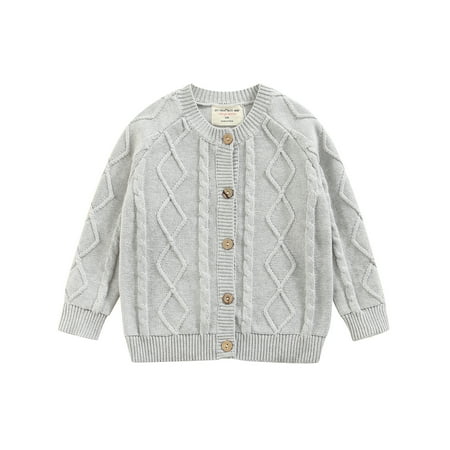 

Canrulo Toddler Infant Baby Kids Girls Boys Solid Color Knitted Twisted Long Sleeve Sweater Coat Gray 4-5 Years