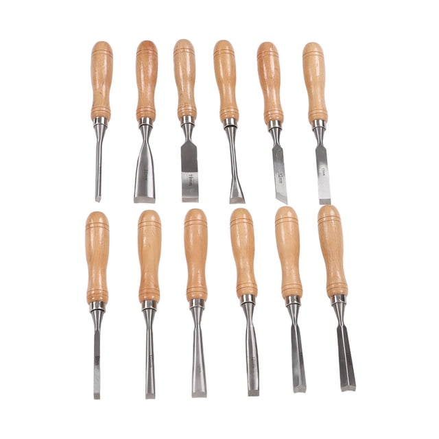 Hand Chisels, Wood Hand Chisels Easy Carrying Fast Carbon Steel Blade 12Pcs Beech Handle With Wood Storage Box For Experienced Carpenters