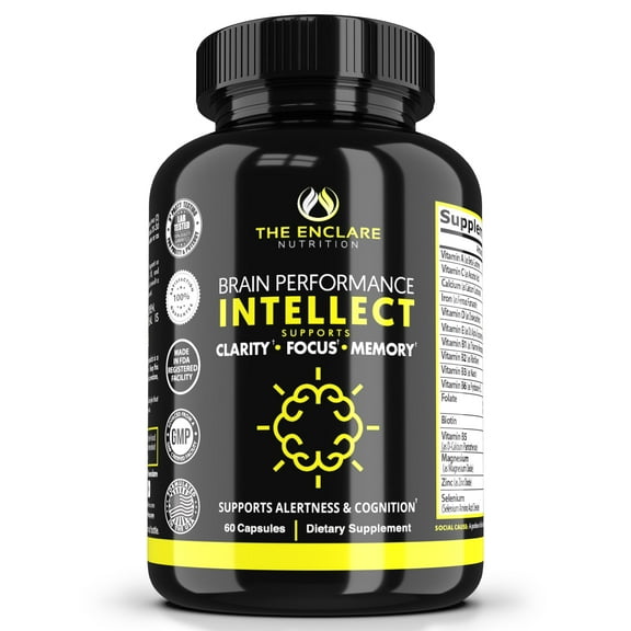 The Enclare Nutrition Nootropic Intellect Brain Supplements for Memory and Focus, 60 Capsules