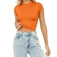 thumbnail image 2 of Krdevn Womens Summer Short Sleeve Cute Crop Tops Casual Basic Crewneck Slim Fit T Shirts,Women's Tops, Tees & Blouses,Size:M, 2 of 5