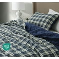 thumbnail image 4 of Chezmoi Collection Chad 3-Piece Printed Plaid Cotton Quilt Set Queen Size, Blue Green Light Beige Plaid, Stone Washed Cotton Breathable Lightweight Bedspread Set, 4 of 9