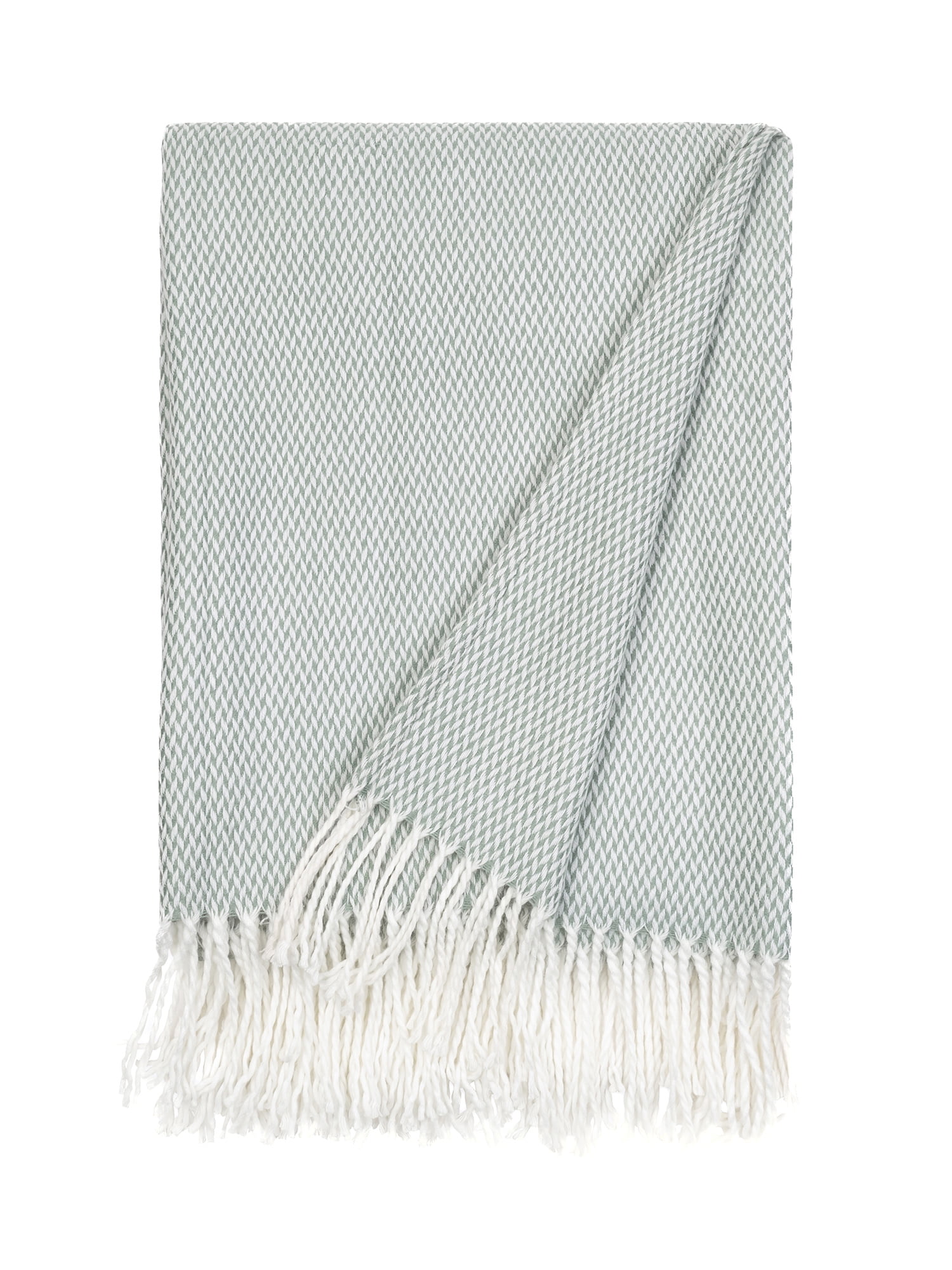 Comfort Canopy - Eucalyptus Herringbone Throw Blanket with Fringed Edges