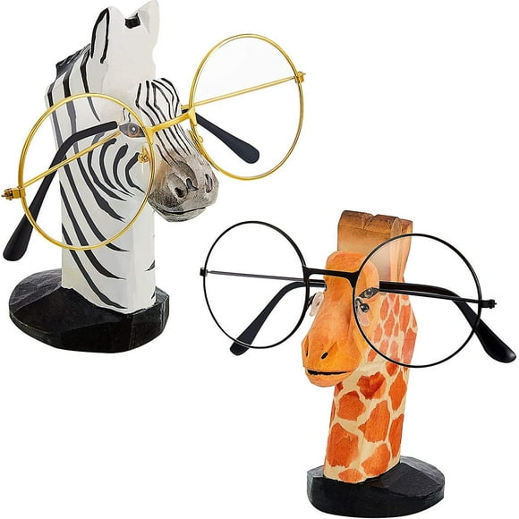 Dww-2 Pices Porte-lunettes En Bois Pour Animaux (girafe, Zbre) Porte-lunettes De Soleil En Bois Sculpt La Main Pour La Dcoration De Bureau Domicile,