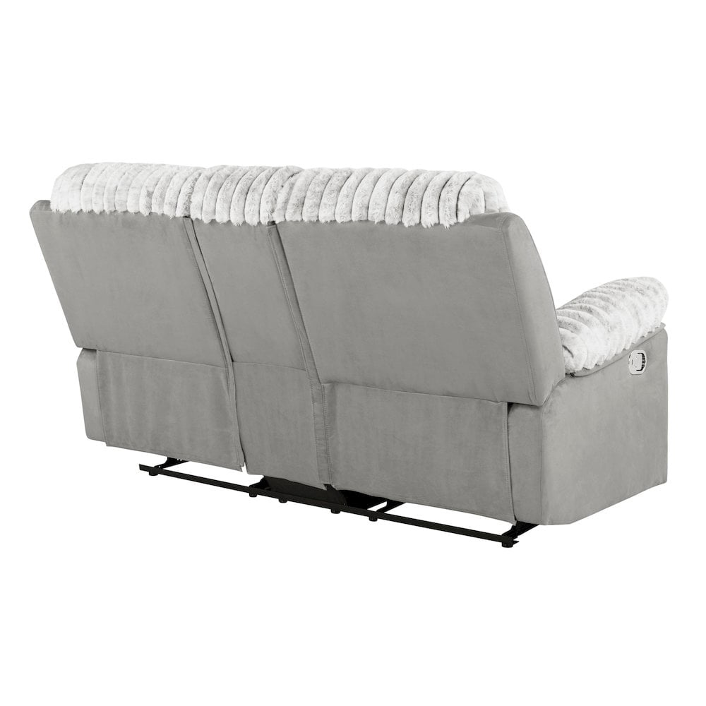 U6028 Gray Extra Soft Console Reclining Loveseat