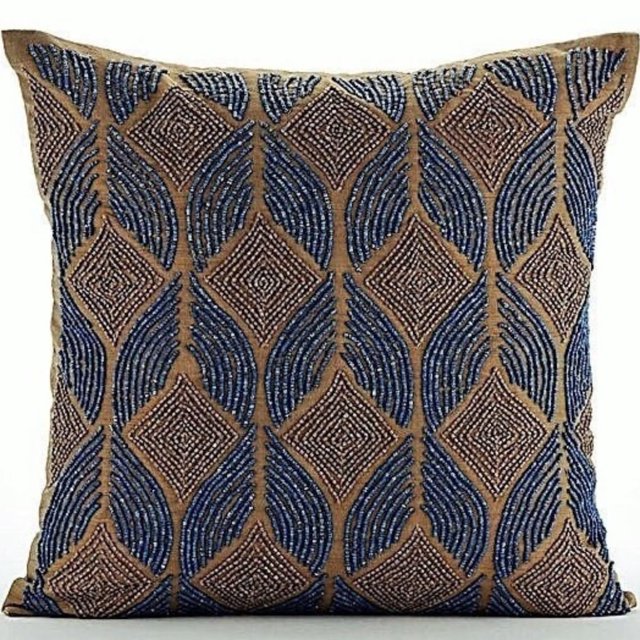 Funda de cojín para sofá, fundas de almohada decorativas de 30 x 30 cm (12 x 12 pulgadas) en azul, fundas de almohada de seda, fundas de almohada hechas a mano, fundas de almohada geométricas,