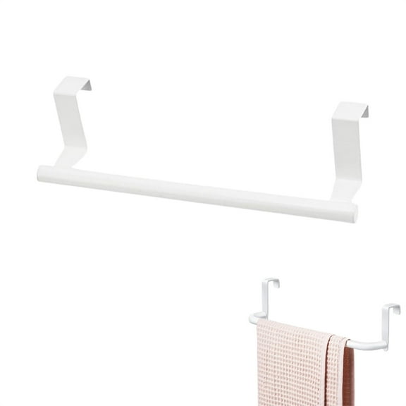 Tutuviw 1Pcs Towel Rack for Stainless Steel Over Door Towel Rack 9 Inch Long Metal Towel Bar Kitchen Cabinet Towel Rack for Hanging on Inside or Outside of Kitchen Bathroom(White)