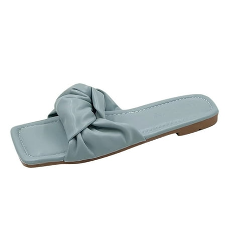 

GNEIKDEING Spring And Summer Women Slippers Pleated Lightweight Flat Beach Sandals Gift on Clearance