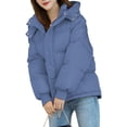 thumbnail image 3 of Women Puffer Jacket Winter Warm Coats Hooded Quilted Jackets with Removable Hood Blue L, 3 of 7