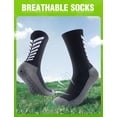 thumbnail image 4 of PULIOU Men Grip Soccer Socks, 3 Pairs, Non Slip Silicone Grip, Breathable Cushioned Athletic Socks for Sports Training, Black, 4 of 7