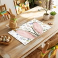 thumbnail image 4 of Easter Rabbit Placemats Set of 1, Spring Flowers Pink Ears Heat Insulated Linen Place Mats, Washable Stain-Proof Table Mats for Dining Tables Holiday Decor 13x19 Inches, 4 of 9