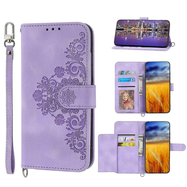 Funda de piel sintética estilo empresarial para Samsung S23 con tarjetero Lenyard